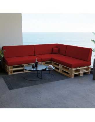 Set de 8 Cojines para Palets, 3x 120x80 + 3x 120x40 + 60x40 + 40x40 Rojo