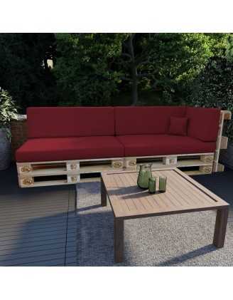 Set de 6 Cojines para Palets, 2x 120x80 + 2x 120x40 + 60x40 + 40x40 Burdeos