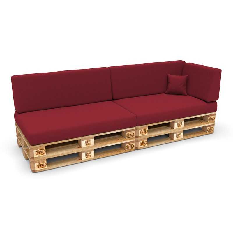 Set de 6 Cojines para Palets, 2x 120x80 + 2x 120x40 + 60x40 + 40x40 Burdeos Set de 6 Cojines para Palets, 2x 120x80 + 2x 120x40 + 60x40 + 40x40 Burdeos