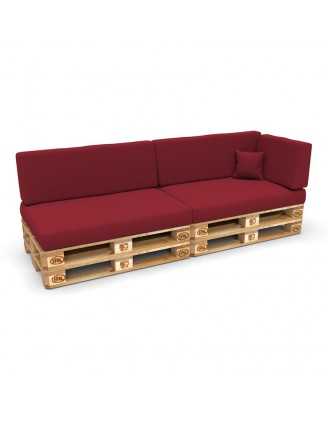 Set de 6 Cojines para Palets, 2x 120x80 + 2x 120x40 + 60x40 + 40x40 Burdeos