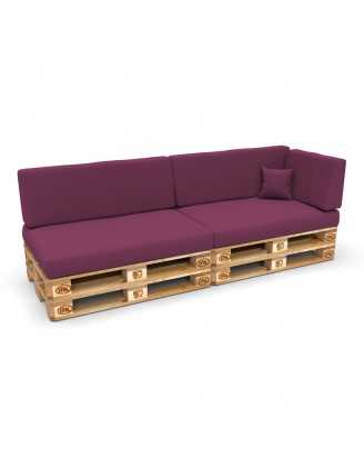 Set de 6 Cojines para Palets, 2x 120x80 + 2x 120x40 + 60x40 + 40x40 Violeta