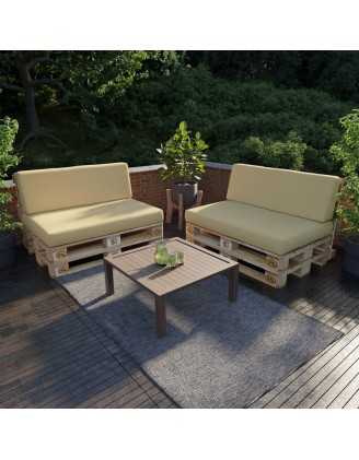 Set de 2 Cojines para Palets Impermeables 120x80 + 120x40 Beige