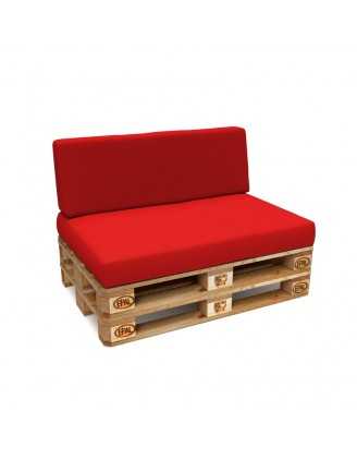 Set de 2 Cojines para Palets Impermeables 120x80 + 120x40 Rojo