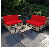 Set de 2 Cojines para Palets Impermeables 120x80 + 120x40 Rojo Set de 2 Cojines para Palets Impermeables 120x80 + 120x40 Rojo