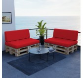 Set de 2 Cojines para Palets Impermeables 120x80 + 120x40 Rojo Set de 2 Cojines para Palets Impermeables 120x80 + 120x40 Rojo