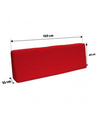 Set de 2 Cojines para Palets Impermeables 120x80 + 120x40 Rojo