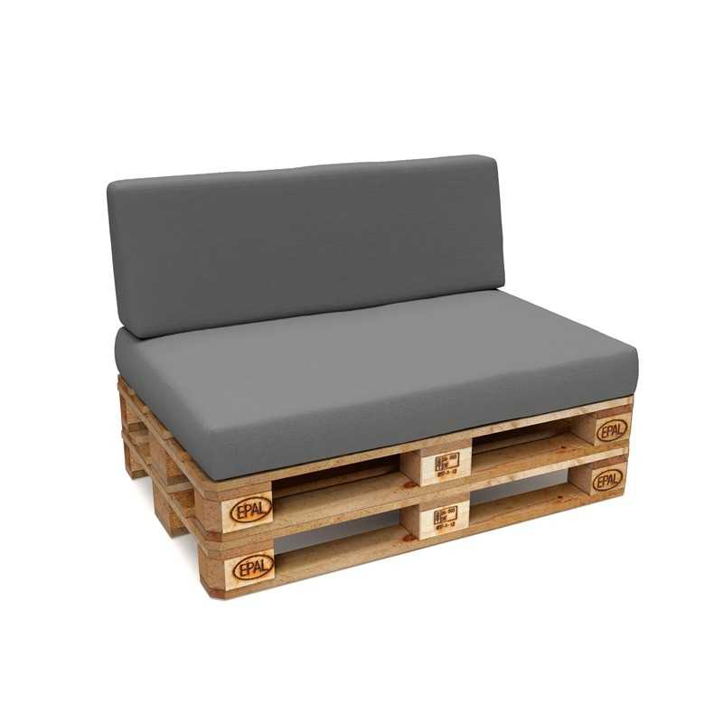 Set de 2 Cojines para Palets Impermeables 120x80 + 120x40 Gris Set de 2 Cojines para Palets Impermeables 120x80 + 120x40 Gris