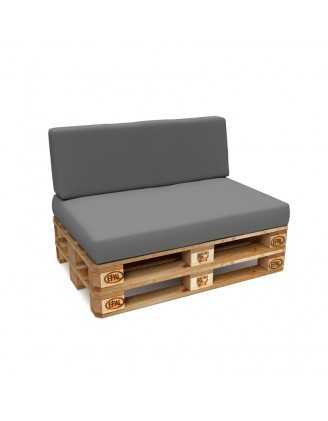 Set de 2 Cojines para Palets Impermeables 120x80 + 120x40 Gris