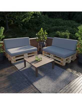 Set de 2 Cojines para Palets Impermeables 120x80 + 120x40 Gris