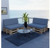 Set de 2 Cojines para Palets Impermeables 120x80 + 120x40 Gris Set de 2 Cojines para Palets Impermeables 120x80 + 120x40 Gris
