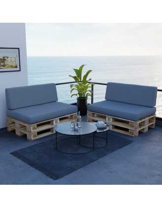 Set de 2 Cojines para Palets Impermeables 120x80 + 120x40 Gris