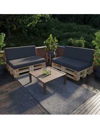 Set de 2 Cojines para Palets Impermeables 120x80 + 120x40 Antracita