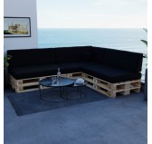 Cojín de Asiento para Palet Impermeable 120x80x15 Negro Cojín de Asiento para Palet Impermeable 120x80x15 Negro
