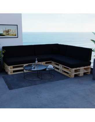Cojín de Asiento para Palet Impermeable 120x80x15 Negro