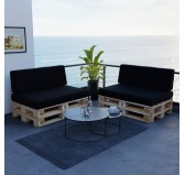 Cojín de Asiento para Palet Impermeable 120x80x15 Negro Cojín de Asiento para Palet Impermeable 120x80x15 Negro