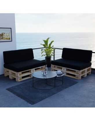 Cojín de Asiento para Palet Impermeable 120x80x15 Negro
