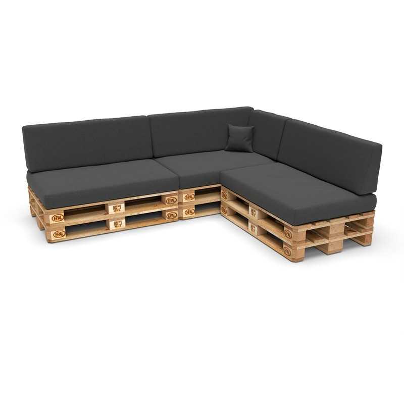 Set de 8 Cojines para Palets 120x80 + 120x40 Antracita Set de 8 Cojines para Palets 120x80 + 120x40 Antracita
