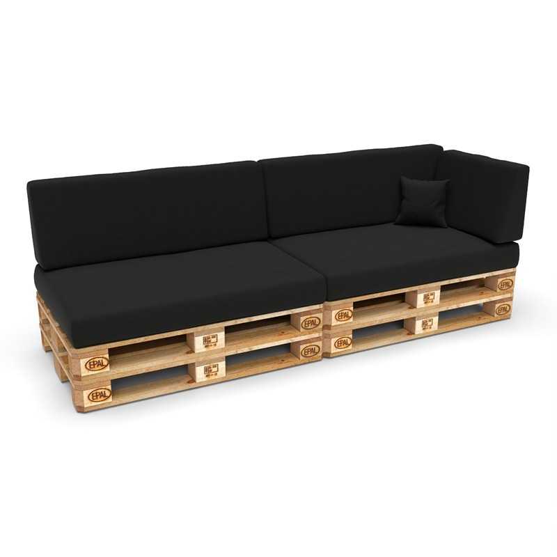 Set de 6 Cojines para Palets 120x80 + 120x40 Negro Set de 6 Cojines para Palets 120x80 + 120x40 Negro