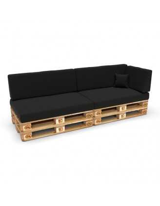 Set de 6 Cojines para Palets 120x80 + 120x40 Negro