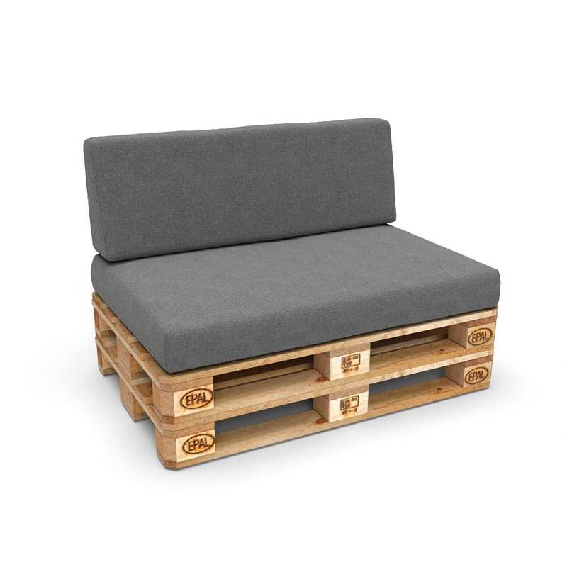 Set de 2 Cojines para Palets 120x80 + 120x40 Gris Set de 2 Cojines para Palets 120x80 + 120x40 Gris