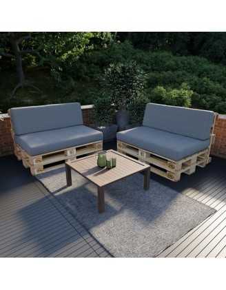 Set de 2 Cojines para Palets 120x80 + 120x40 Gris