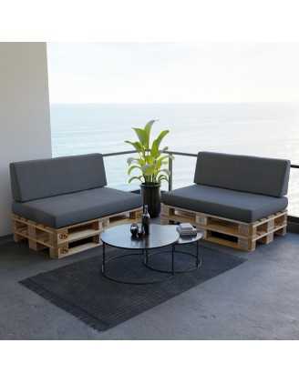 Set de 2 Cojines para Palets 120x80 + 120x40 Gris