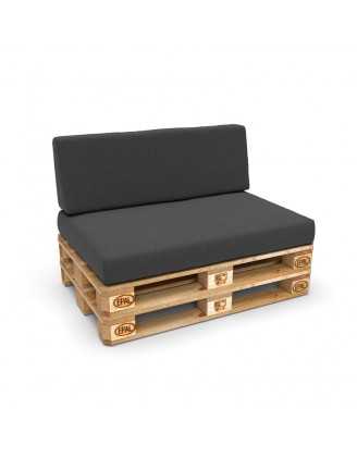 Set de 2 Fundas para Cojines de Palets: 1x 120x80 cm + 1x 120x40 cm – Antracita
