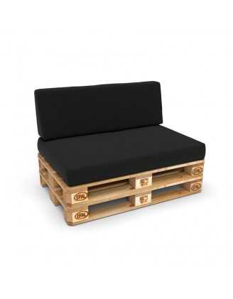 Set de 2 Fundas para Cojines de Palets: 1x 120x80 cm + 1x 120x40 cm – Negro
